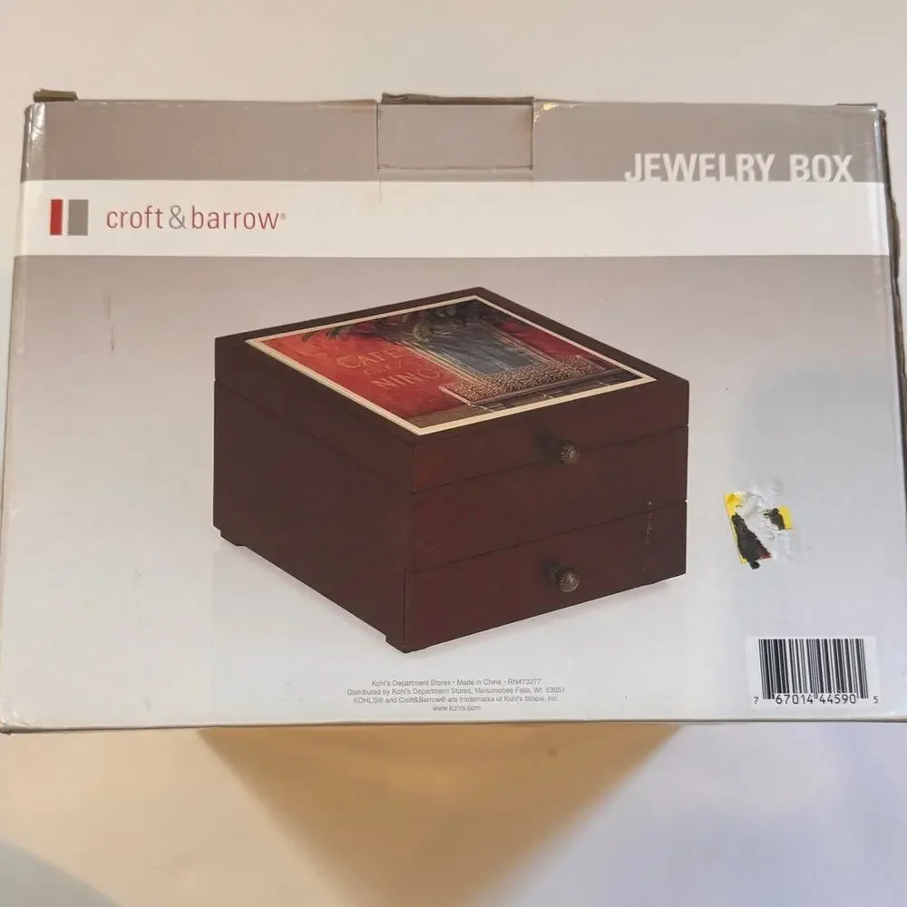 New in Box Vtg Croft & Barrow Cafe Chez Nino Jewelry Box 8.5